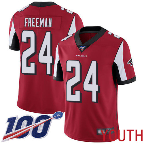 Atlanta Falcons Limited Red Youth Devonta Freeman Home Jersey NFL Football 24 100th Season Vapor Untouchable